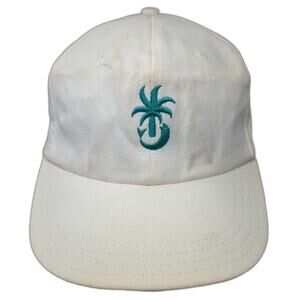 Town Talk Baseball Cap White One Size Palm Tree Dolphin Green Undervisor Hat